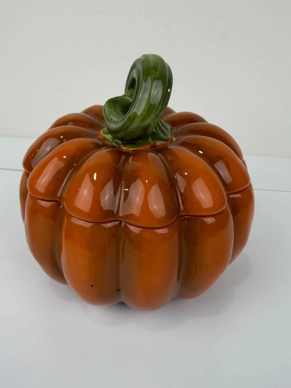 Pier 1 Imports Hand-Painted Dolomite Pumpkin Canister Set of 2 Fall Decor